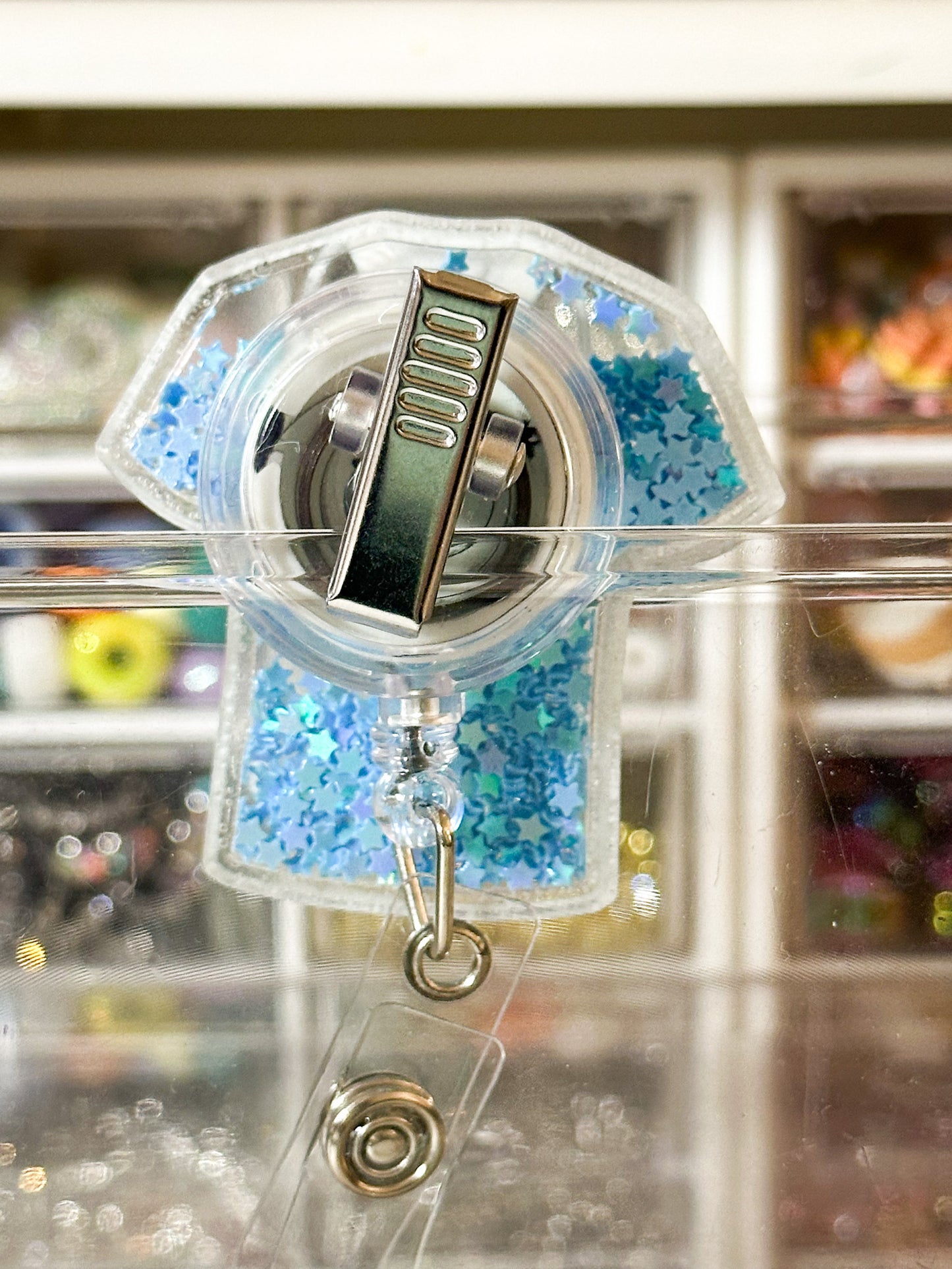 Blue Scrubs Glitter Badge Reel