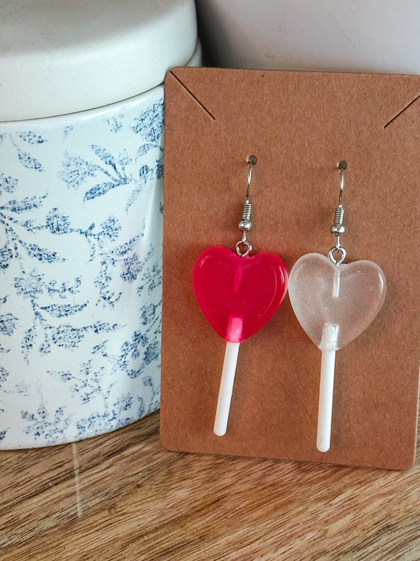 Heart Lollipop - White & Pink