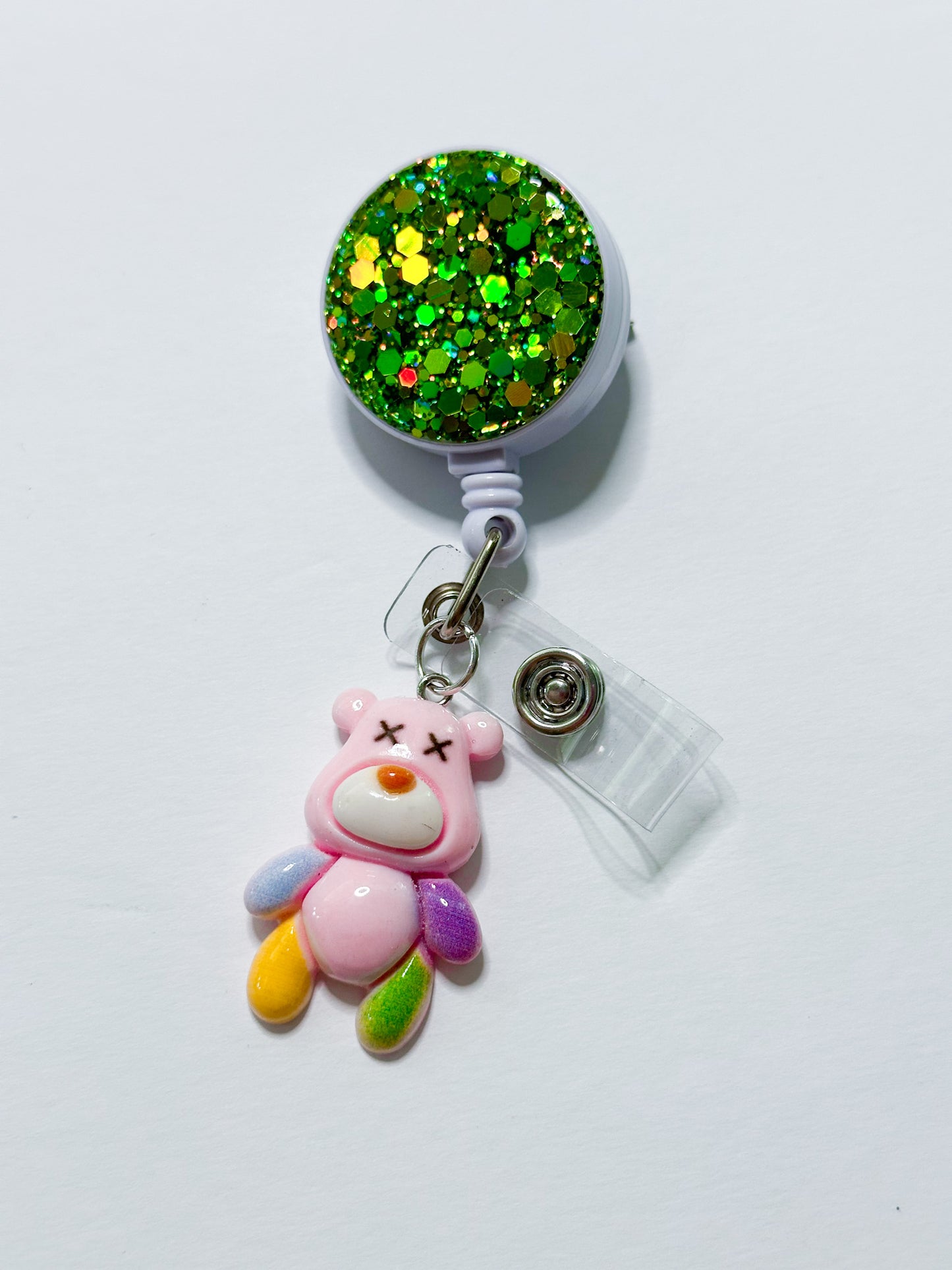 Pink Bear Badge Reel