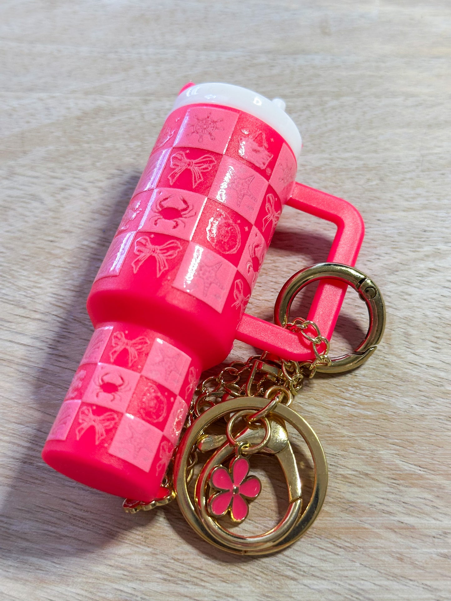 Pink Beach Tumbler Keychain