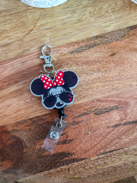 Cool Minnie Keychain Badge Reel