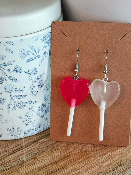 Heart Lollipop - White & Pink