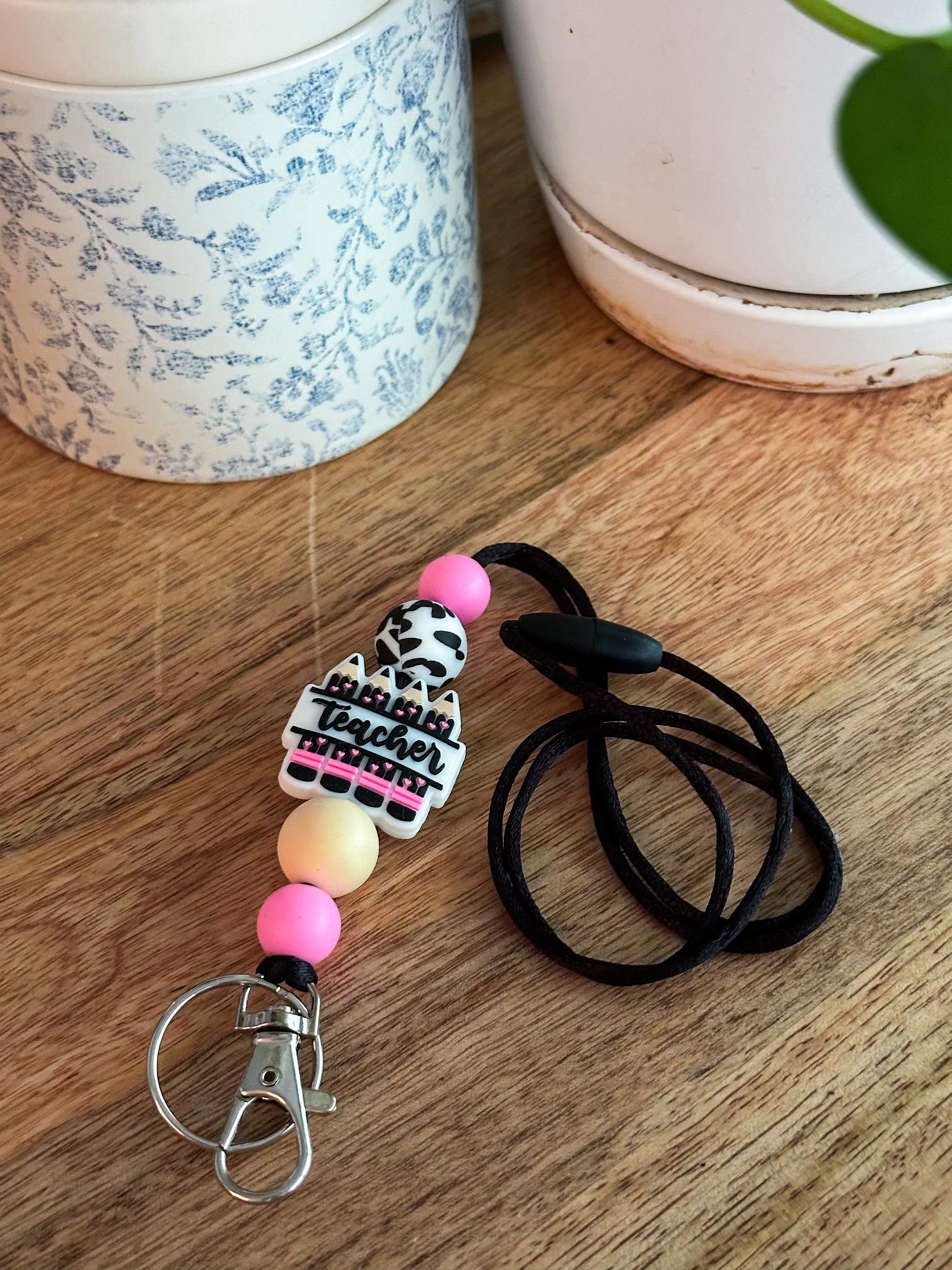 Cow Print Teacher Lanyard