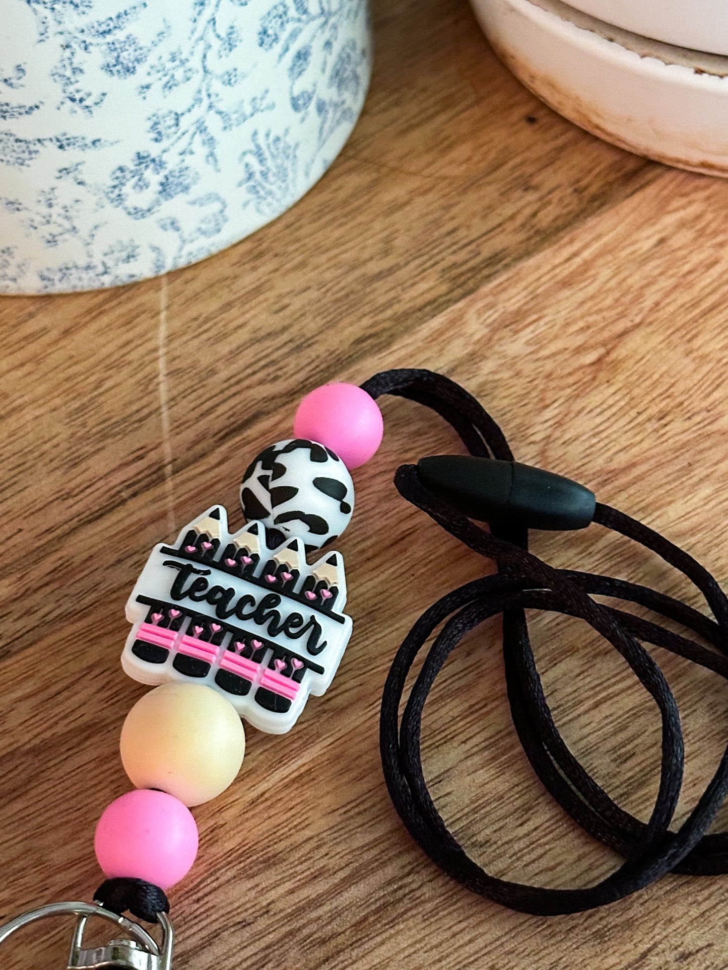 Cow Print Teacher Lanyard