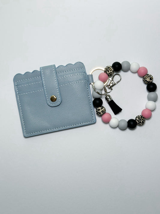 Pink & Gray Leopard Wristlet Wallet