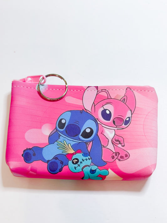 Stitch & Angel Keychain Coin Bag