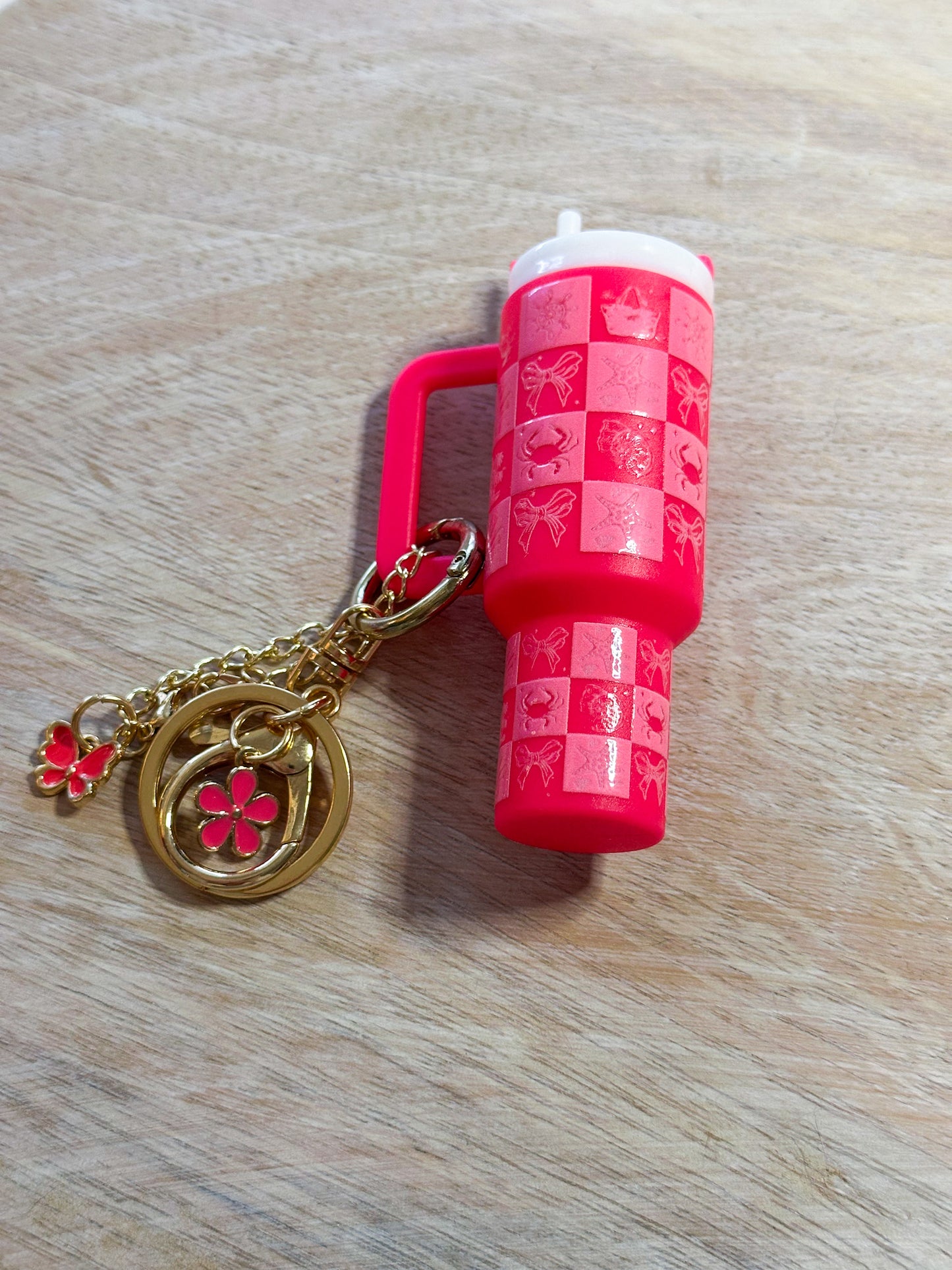 Pink Beach Tumbler Keychain