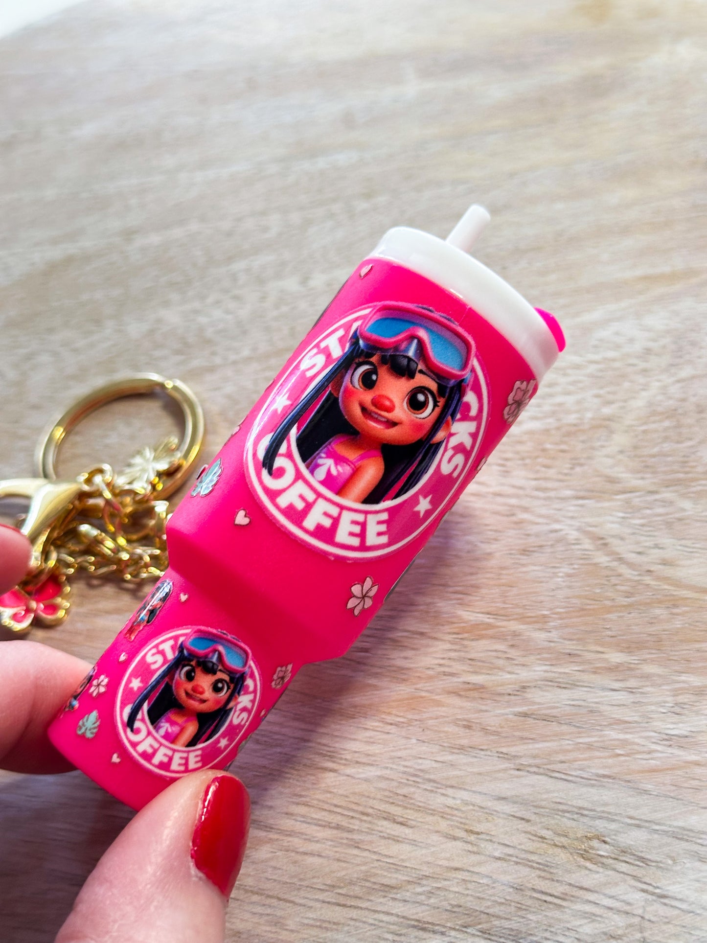 Cute girl Tumbler Keychain