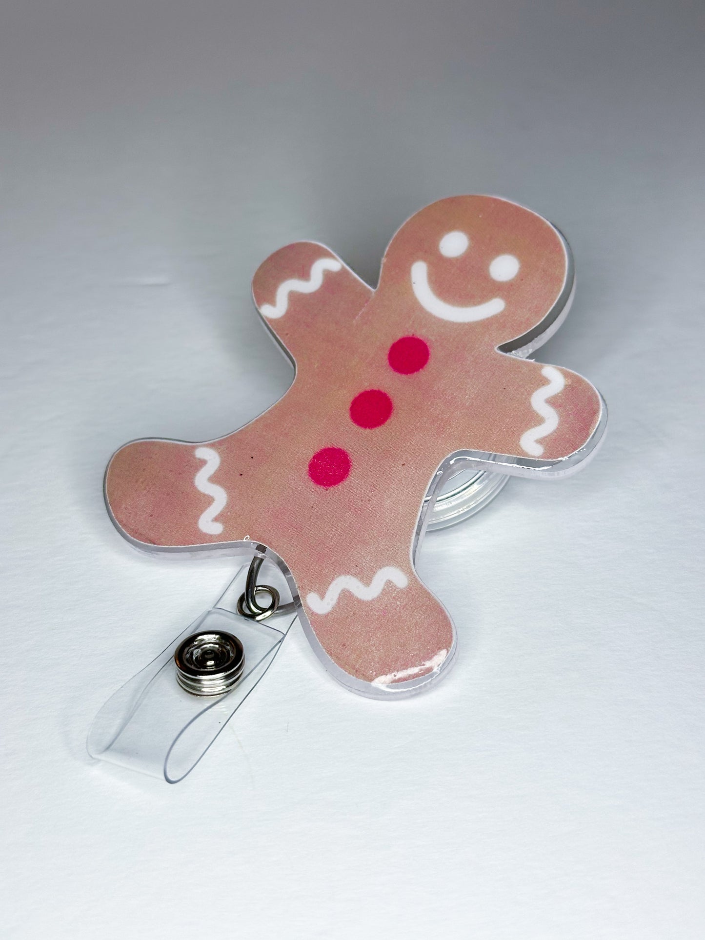 Gingerbread Man Badge Reel (off center)