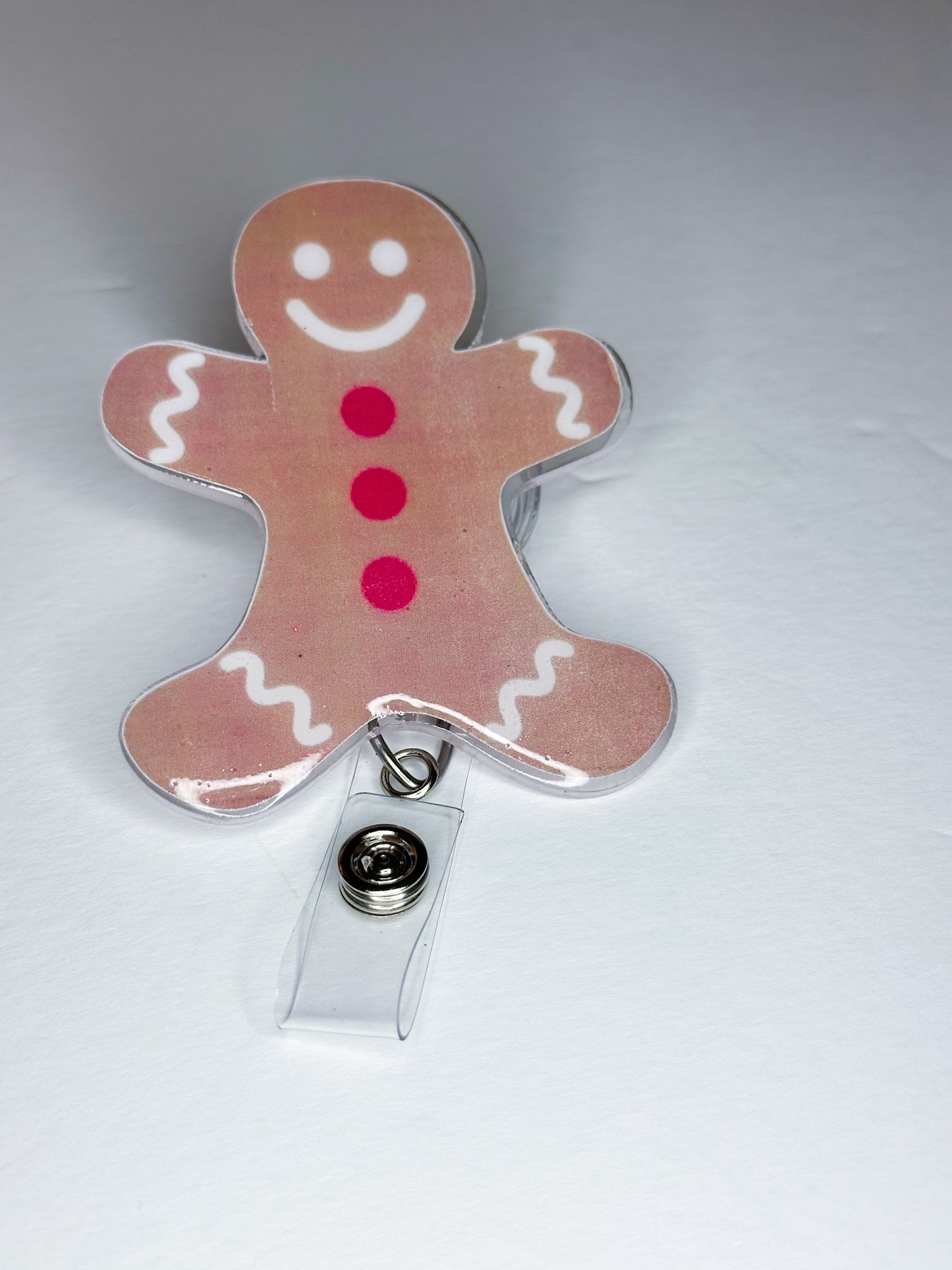 Gingerbread Man Badge Reel (off center)